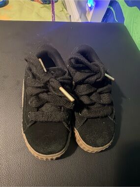 Puma Kids Black Suede Sneakers with Tan Outsole